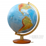 Illuminated globe with mouth-blown glass sphere